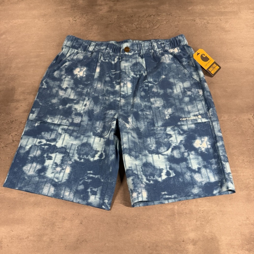 Carhartt Camo Shorts Kids Boys XL 18-20 Blue Cargo Hybrid Lightweight QuickDry